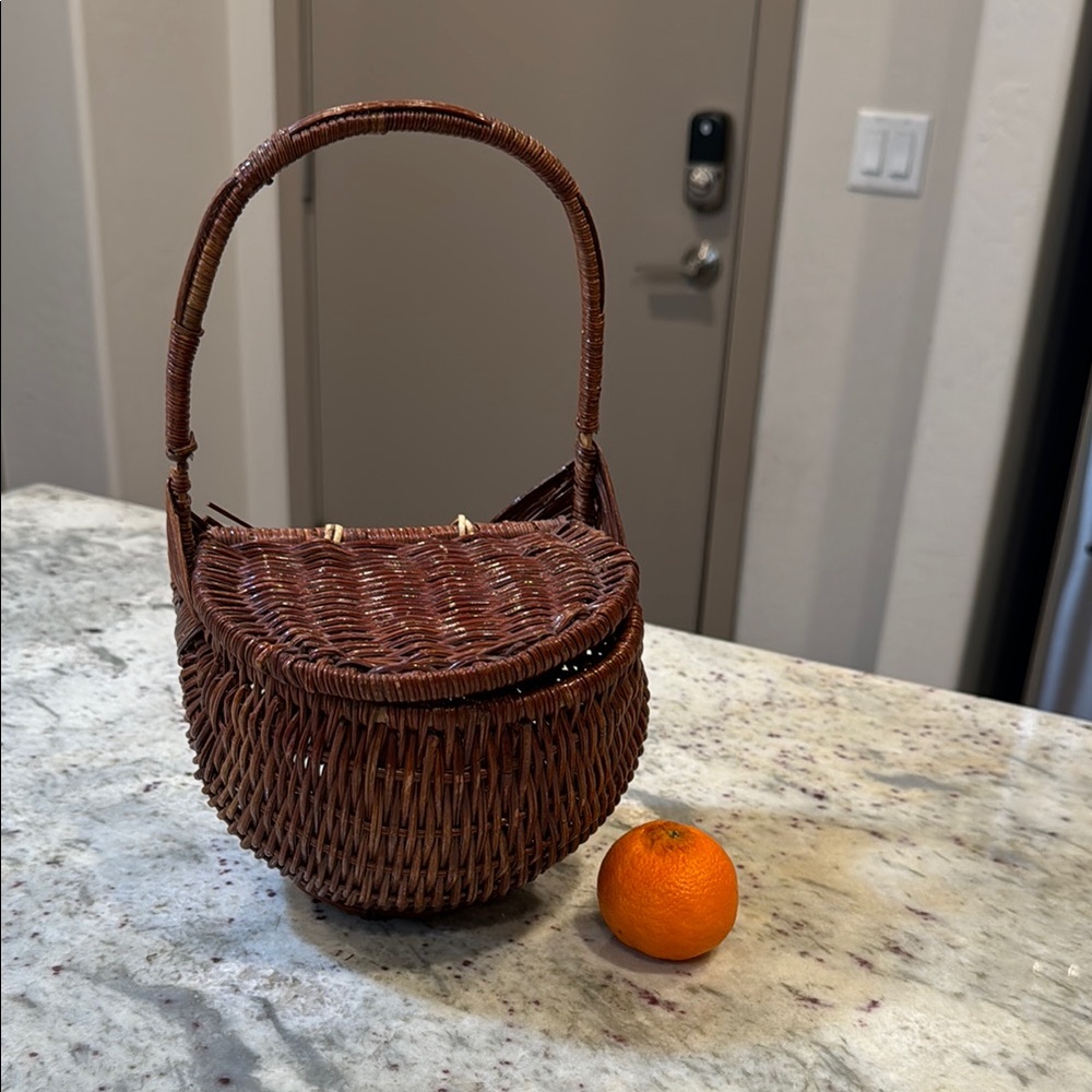 Woven Brown Basket Handbag